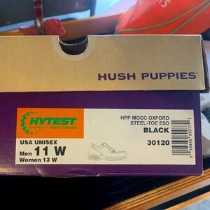Hush Puppies Professionals Mens Oxfords Shoes Black Leather Steel Toe 11